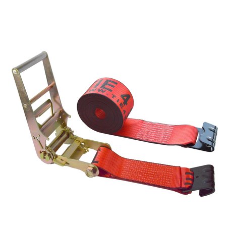 TIE 4 SAFE 1 Pack Heavy Duty 3" x 30' Ratchet Tie Down Strap Flat Hook for Farm Trailer Truck Red RT20R-1530-M12N-R-1